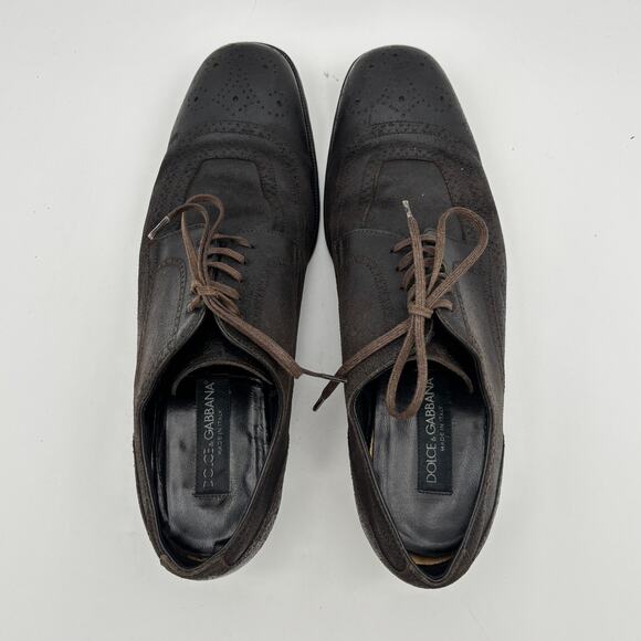 Dolce & Gabbana Leather Brogue Derby Dress Shoes Men\'s 9